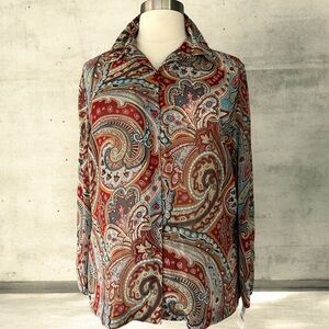NWT!Evan Picone Multicolor Paisley Blouse Size 2X